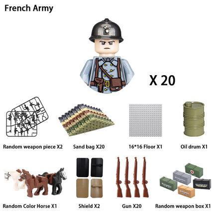 WWII Infantry Military Soldier War National Army Mini Gun Weapon Models Building Blocks Building Blocks Toys for Kids