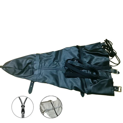 Metal Zipper Plus Size Single Arm Bondage Gloves with Adjustable Shoulder Straps Bag for Couple BDSM Fantasy Adult Sex Toys