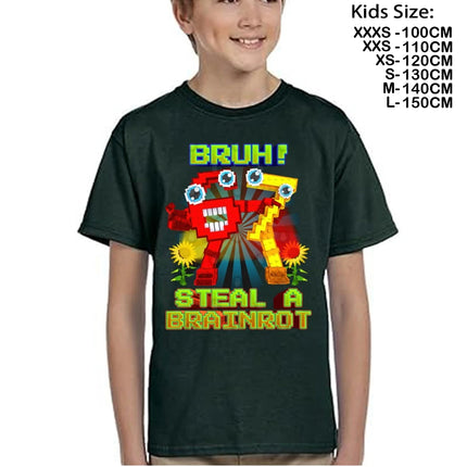 67 brainrot Meme Steal A BrainRot Italian Cartoon T-shirt  Kids Children Summer Cotton Casual Tshirts Funny Tees T Shirts