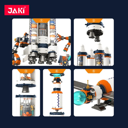 JAKI space exploration series, Dawn advanced super rocket core module building blocks assembly model, boy's birthday gift toy