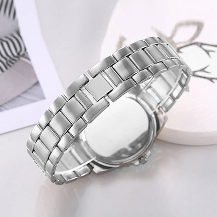 Star-studded stainless steel bracelet diamond-encrusted hip-hop men's watch with water crystal Roman numerals and date display