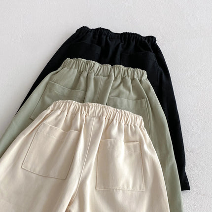 Solid-color casual long pants for boys and girls, baby and children's waisted casual long pants