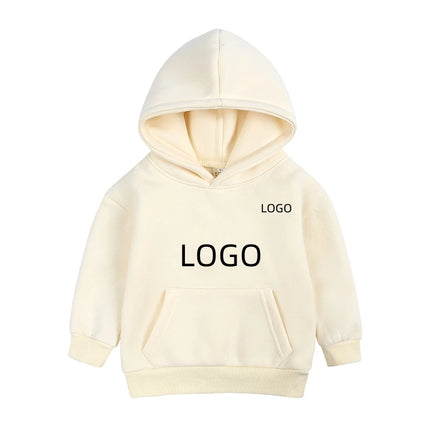 2026 Custom Winter Kids Boys Girls Clothes Children Hoodies Soild Cotton Thicken Fleece Sweatshirts Toddler Sport Pullover Top