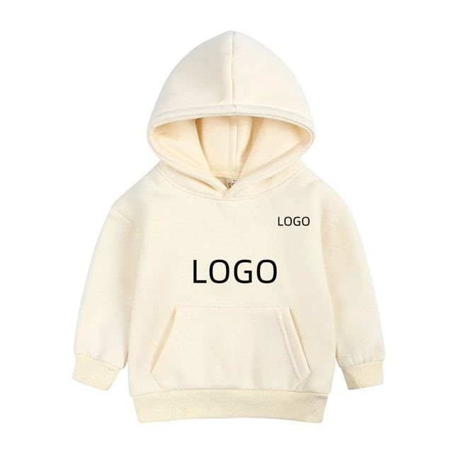 2026 Custom Winter Kids Boys Girls Clothes Children Hoodies Soild Cotton Thicken Fleece Sweatshirts Toddler Sport Pullover Top