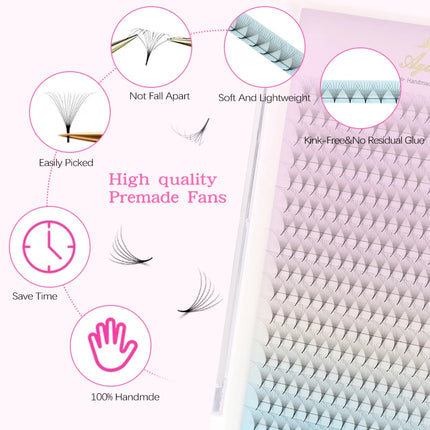 AGUUD Premade Volume Fans Eyelash Extension 3D 4D 5D 6D 8D 10D 12D  Individual Lashes Premade Russian Volume Fan Makeup Cilia