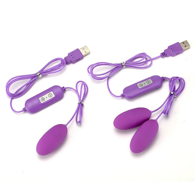 20 Speeds Vibrating Double Jump Egg USB Charging Lesbian Clitoral G-Spot Bullet Massager Erotic Sex Toys For Women Vagina Ball