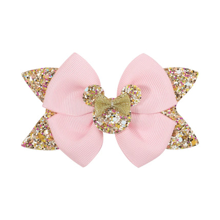 1PCS Sweet Shinny Glitter Bows Hair Clips for Baby Cute Girls Boutique Ponytail Holder Kids Baby Hair Accessories For Hair Gift