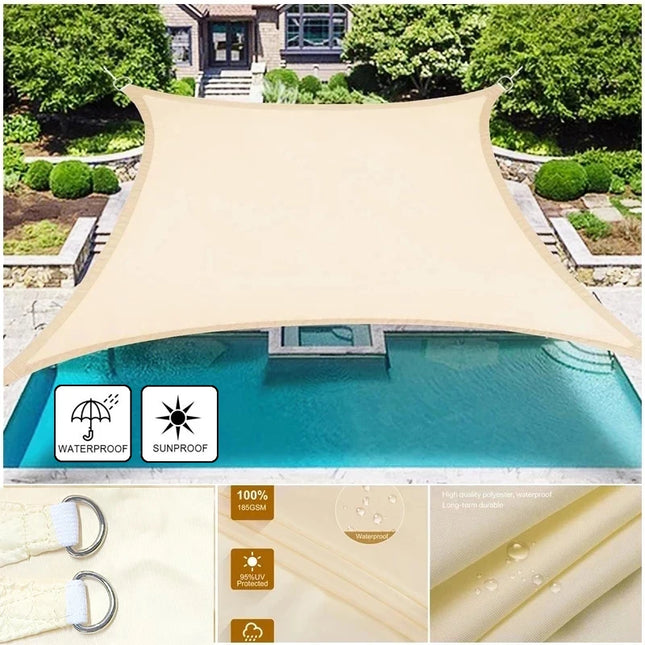Shade Sail, Waterproof Garden Shelter, 95% UV Blocking Sun Protection Awning, Canopy for Patio Garden Yard Backyard Camping Pool