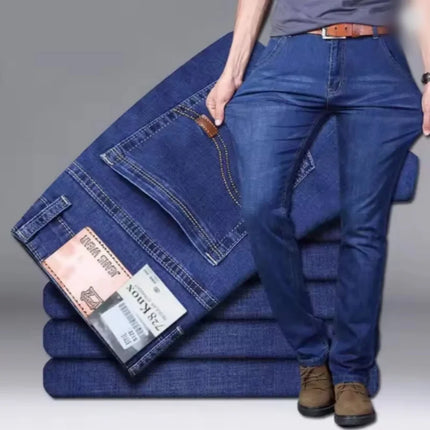 2026 Men NEW Men's Fashion Business Jeans Classic Style Casual Stretch Slim Jean Pants Male Brand Denim Trousers Black Blue Mens