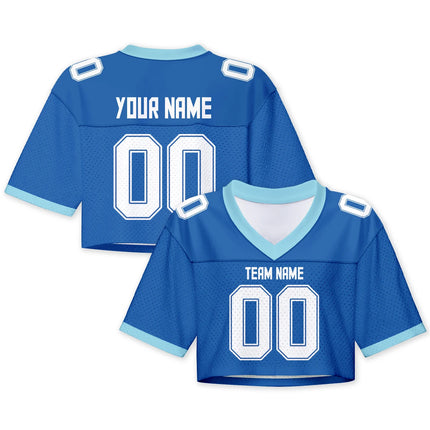 Custom American Football Jersey Crop Top for Women & Girls Plain Sporty Cropped Shirt Personalized Name Number Jerseys Fans Gift