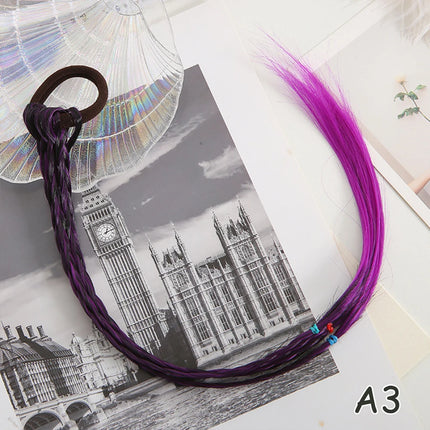 Girls Synthetic Colorful Braids Hair Extensions With Rubber Bands Rainbow Braided Hairpieces Ponytail Hair Accessories For Girls