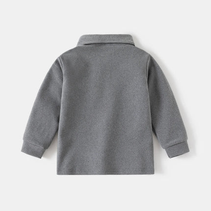 Kids Cotton Uniform Polo Shirt Thicken Warm Winter Full Sleeve Solid Color Boys Tops Fashion Children Turn Down Collar Shirts