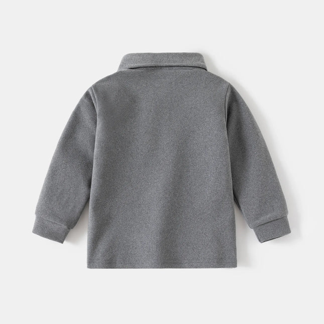 Kids Cotton Uniform Polo Shirt Thicken Warm Winter Full Sleeve Solid Color Boys Tops Fashion Children Turn Down Collar Shirts