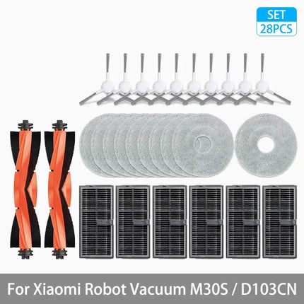 For Xiaomi Mijia M30S D103CN Robot Vacuum Cleaner Accessories Main Side Brush Hepa Filter Mop Cloth Dust Bag Replacement Spare