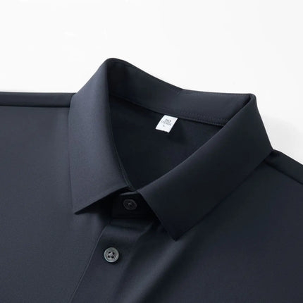 Men's 175G Silk Blended Polo Shirt Cool Feeling Short Sleeve Breathable Moisture Wicking Summer Seamless Golf Top Tees in Gray