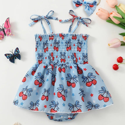Baby Girl Summer Cherry Print Romper Onesie Infant Clothing Comfortable Soft Fabric Baby Clothes