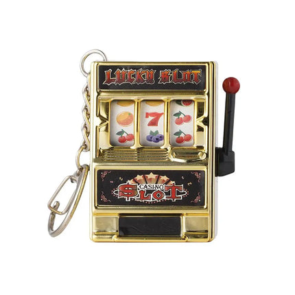 Creative Playable Mini Fruit Machine Keychain Lottery Machine Game Keychain Pendant Simulation Toy Key Gift Accessories