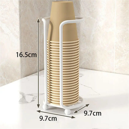Disposable Cup Storage Holder Rack Shelf Water Tea Cups Wood Dispenser with Longer Stick Mug Display Stand Organizer Supplies
