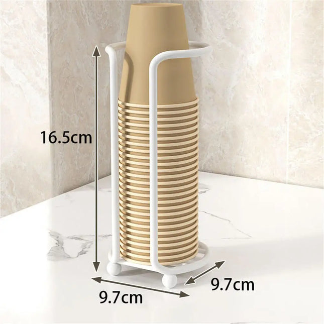 Disposable Cup Storage Holder Rack Shelf Water Tea Cups Wood Dispenser with Longer Stick Mug Display Stand Organizer Supplies