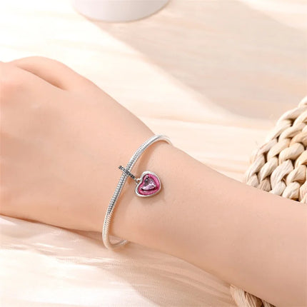 100% 925 Sterling Silver Fashion Pink Princess Skirt Bag Lipstick Charms Beads Fit Qikaola Original Bracelets DIY Jewelry Gifts