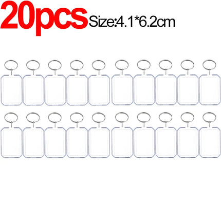 1/20Pcs Blank Acrylic Picture Keychain DIY Clear Insert Photo Split Key Ring Frame Key Chains Couple Anniversary Graduation Gift