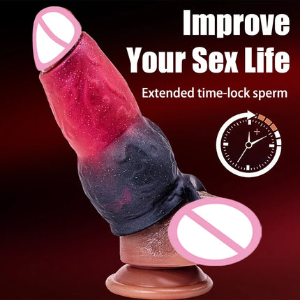 Dick Sleeve Enlargement Lock Sperm Penis Ring Adult Men Sex Toy Enlarged and Thicken Cock Sleeve Soft Silicone Male 18+ Sexy Toy