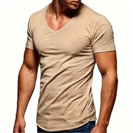 Men 100% Cotton T Shirt Casual Soft Fitness Tops Summer Thin Tee Home Clothing V-Neck Short Sleeve Black White T-Shirt for Men