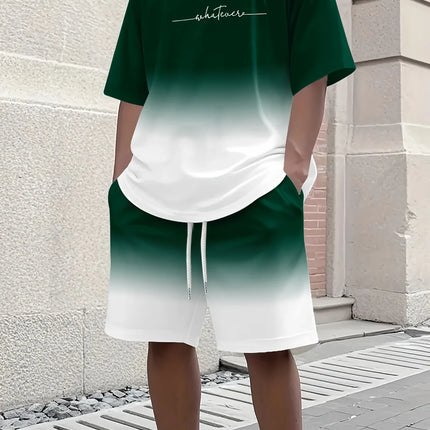 Summer Casual Men's T-Shirt and Shorts Set 2026 Sportswear Set Plus Size Short-Sleeve T-Shirt Drawstring Pocket Shorts Set