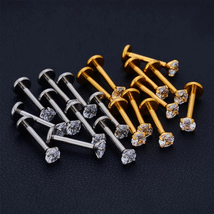 10pcs 20/18/16g G23 Titanium Piercing CZ Lip Labre Earrings set Lip Stud Ring Tragus Free Spiral Cartilage Jewelry For Women