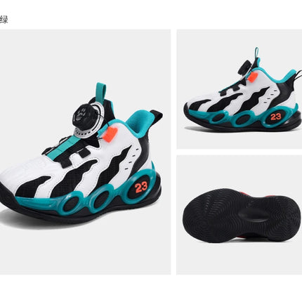 Fashion Basketball Shoes for Kids High-top PU Leather Sports Shoes Children Casual Shoes Boys Girls Comfortable Gym Trainers New
