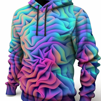 Graphic Color Block Men's Fashion 3D Print Hoodie Hoodies Long Sleeve Hooded Print Front Pocket Spring & Fall Hoodie Sweatshirt