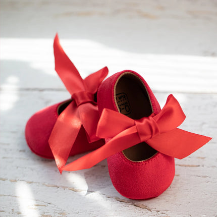 Newborn Baby Girls Dress Shoes Bowknot Ribbon Princess Infant Toddler Rubber Non-slip Flat First Walkers Crib Shoes Mary Jane