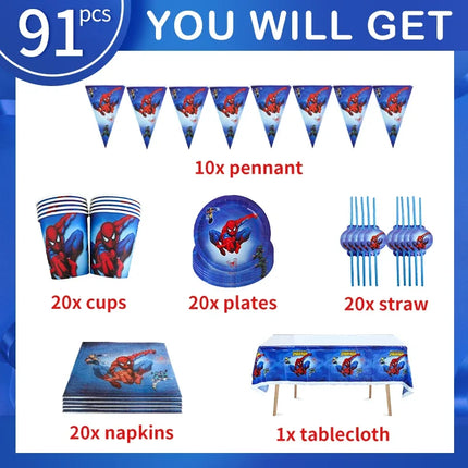 Spiderman Birthday Decor Superhero Theme Spider Birthday Party Decorations Paper Napkins Background Balloons Kids Party Supplies