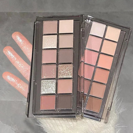 12 Colors Eye Shadow Palette Low-saturated Earth Pink Purple Eyeshadow Glitter Shimmer Matte Lying Silkworm Eye Shadow Makeup