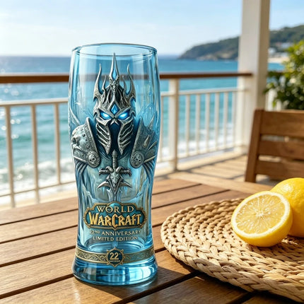 World of Warcraft 22nd Anniversary Lich King Embossed Glass, Ice Crown Fortress Themed Beer Cup