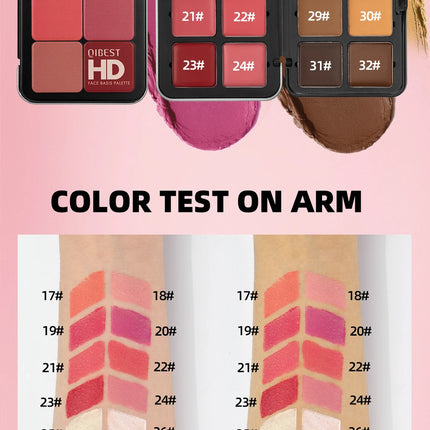 QIBEST 16 Colors Box Blusher Plate Multi-Color Cream Blush Plate Concealer Contour And Highlighter Palette Makeup Blush Face