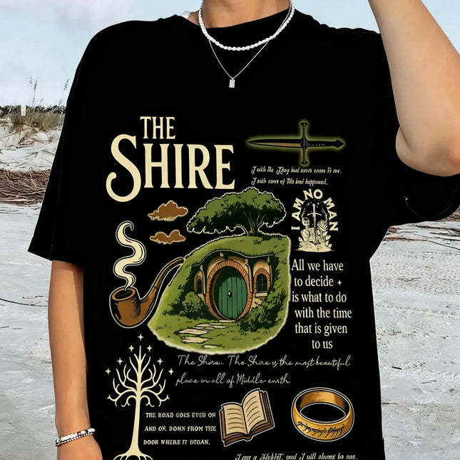 The Shire LOTR Comfort Colors Shirt Fantasy Book Lover Tee Funny Second Breakfast T-Shirt Hobbit Fan Gift Fashion Tops Clothing
