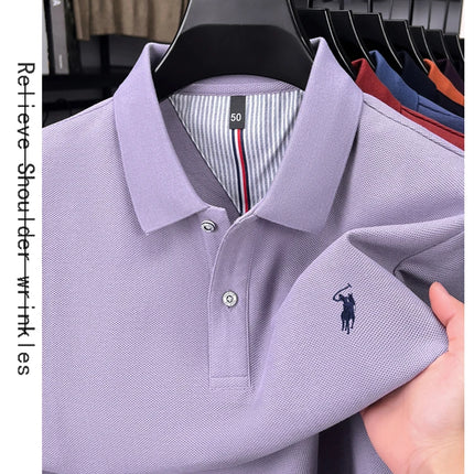 High-end brand 100% cotton long sleeve polo shirt, fashion luxury, pony embroidery, business casual comfort, new Paul men's T-shirt