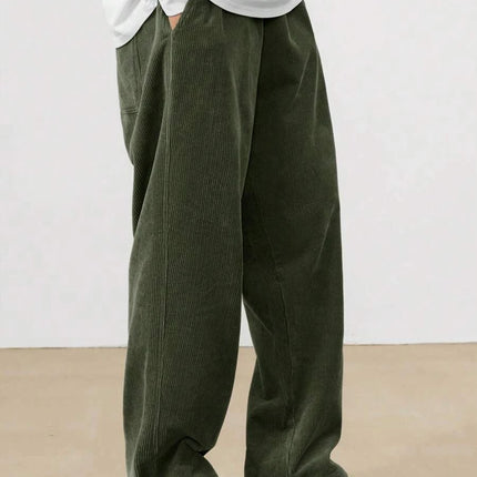 2026 new fashion Men's Corduroy Straight Casual Pants spring autumn Outdoor Streetwear with Drawstring Elastic Waist