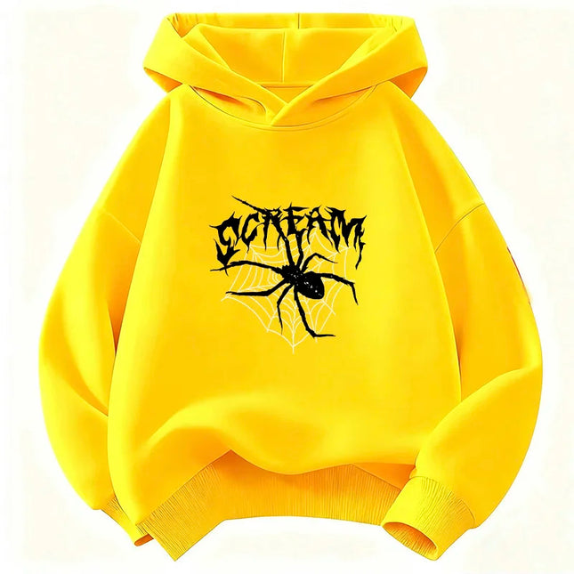 Vintage Spider Desig Hoodie Kids Children's Sweatshirt Cute Hip Hop Hoody for Boys Girls Autumn Winter Casual Hoodies
