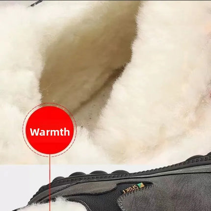 Men's Winter Casual Shoes Thickened Fleece Lined Waterproof Leather Surface Warm Wear Resistant Work Shoes Slip on round Toe