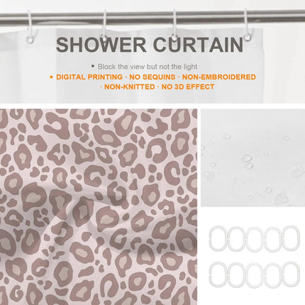 Blush Pink Leopard Print Shower Curtain Soft Animal Pattern Bathroom Decor Feminine Style Waterproof Fabric Trendy Home Design