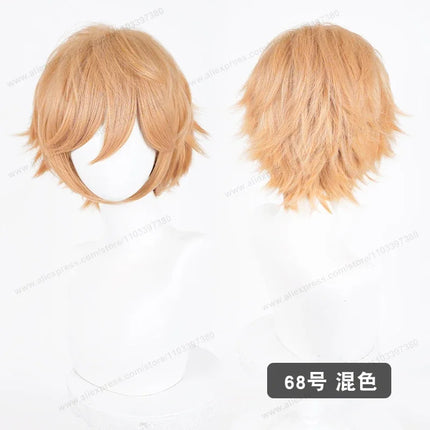 Anime Upgraded 32cm Short Flipped Ends Cosplay Wig Green Blue Purple Pink Man Women Heat Resistant Synthetic Hair