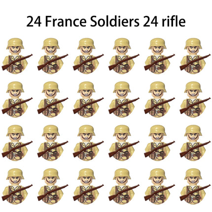 WWII Infantry Military Soldier War National Army Mini Gun Weapon Models Building Blocks Building Blocks Toys for Kids