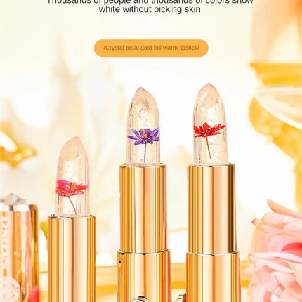 Crystal Petals Color-changing Lipstick Flower Gold Foil Desalination Color Lipstick Soft Delicate Lasting Waterproof Makeup