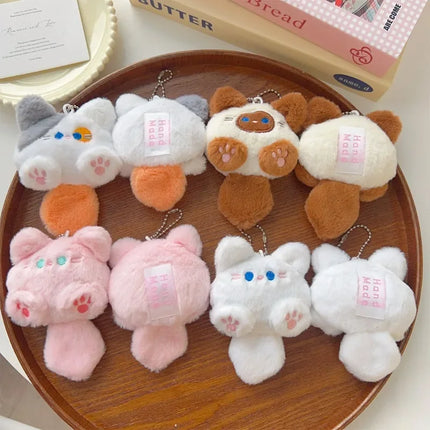 1-4pcs Cute Plush Small Cat Doll Keychain for Couple Soft Cotton Stuffed Animal Keyring Backpack Pendant Decoration Student Gift