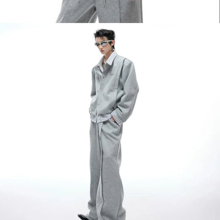 American Sle Slim Fit Striped irt Fake Two-Piece Patchwork Sweatirt Set Turn-down Collar Simple Thin Casual Jaet