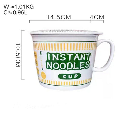ins style creative instant noodle ceramic Cup bowl with cover bento box Student lunch box instant noodle Bowl soup Bowl set