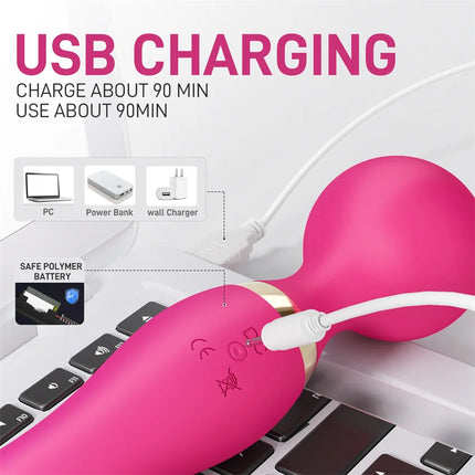 Powerful Huge Head Vibrator for Female Masturbation Orgasm AV Magic Wand Massager Nipple Clitoris Stimulator Sex Toys for Woman