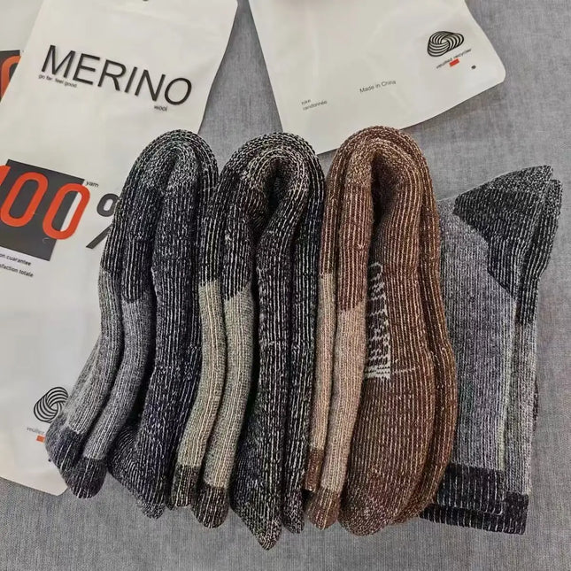 100% Merino Wool Socks Mid-Calf Men's Socks Absorbent Business Autumn Winter Warm Breathable Casual Socks Home Direct Supply